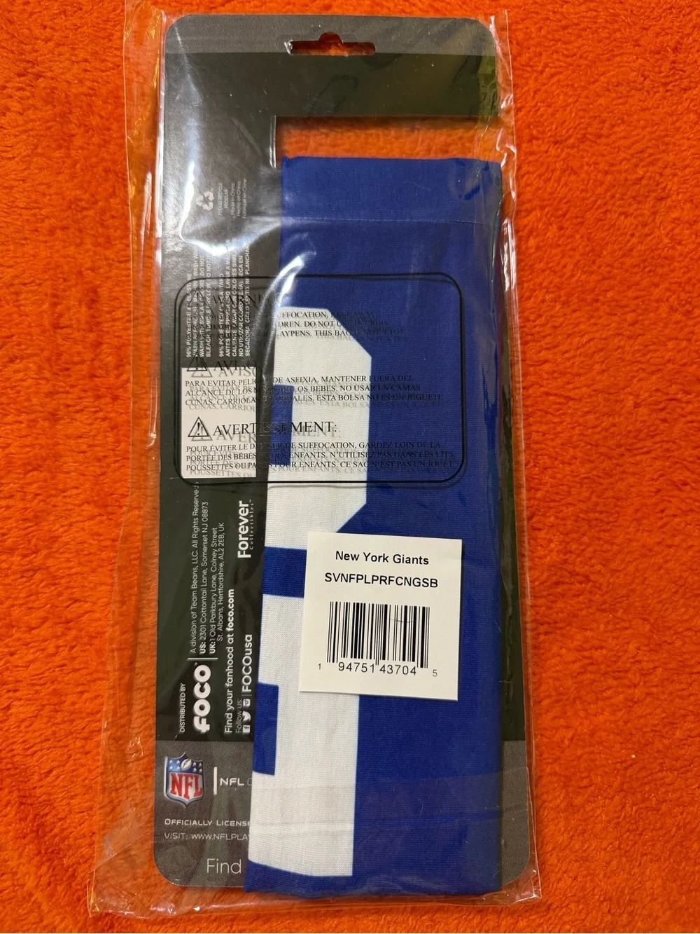 FOCO New York Giants NFL Gaiter Scarf Blue White Neck Face Cover New Sealed